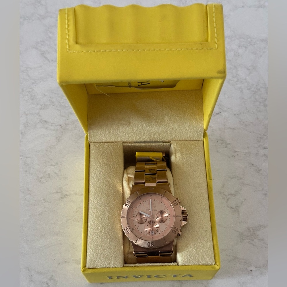 Invicta Rose-Toned Timepiece in Yellow Box